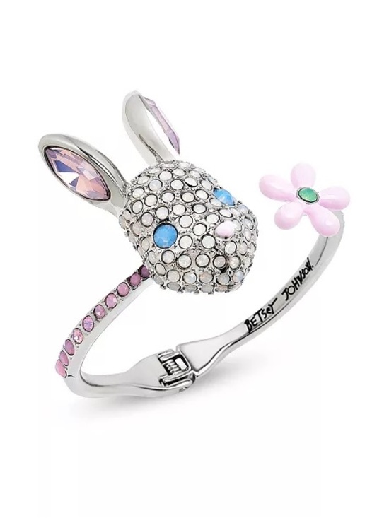 Betsey Johnson Jewelry - Betsey Johnson Faux Stone Spring Bunny Hinged Bangle Bracelet